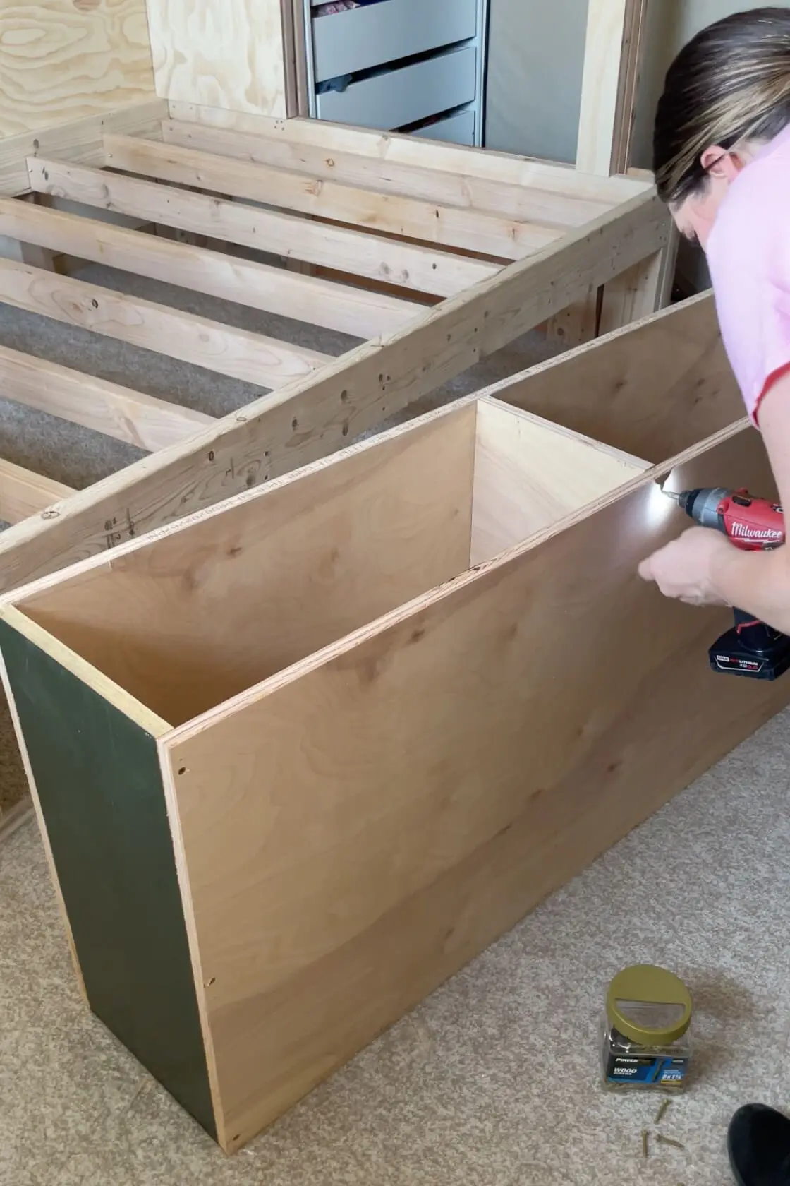 Building drawers for under bed storage.
